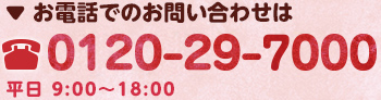 お電話でのお問い合わせは TEL 04-2931-3000 平日 9：00～18：00